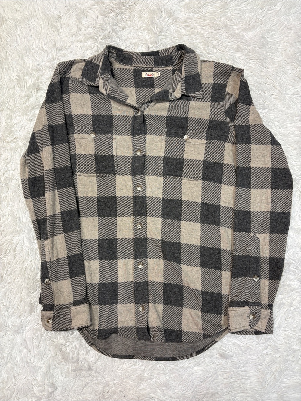Faherty Legend™ Sweater Shirt in Tan Charcoal Buffalo Check - Picture 3 of 7